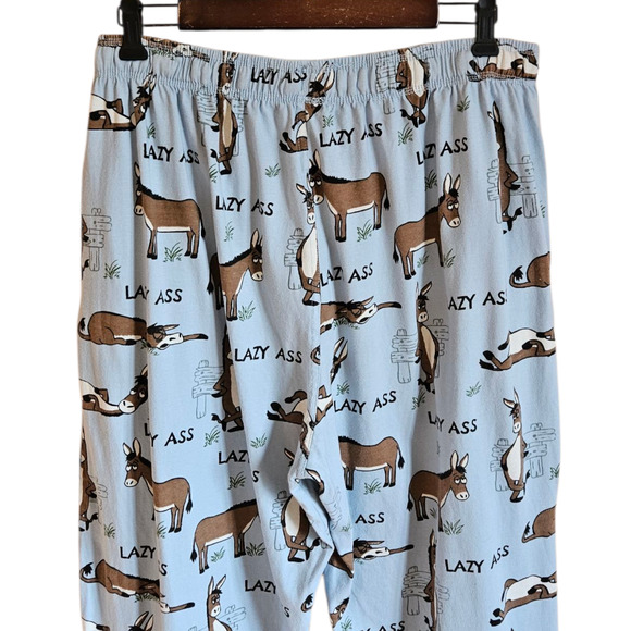 Lazy One “Lazy Ass” Unisex Cotton PJ Pants Loungewear Light Blue XL - Picture 6 of 6
